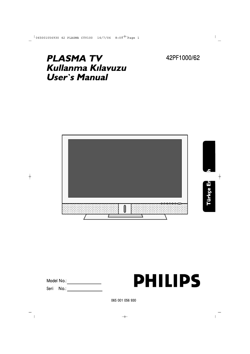 Page n°1 - Manuel utilisateur Philips 42PF1000