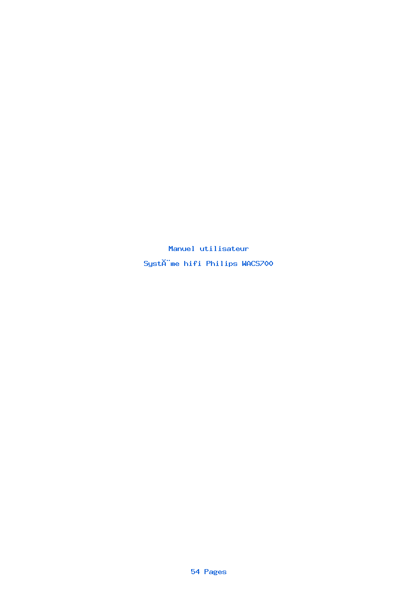 Page 1 de la notice Manuel utilisateur Philips WACS700