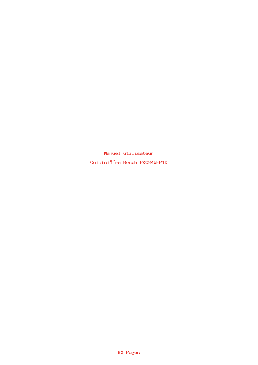 Page 1 de la notice Manuel utilisateur Bosch PKC845FP1D