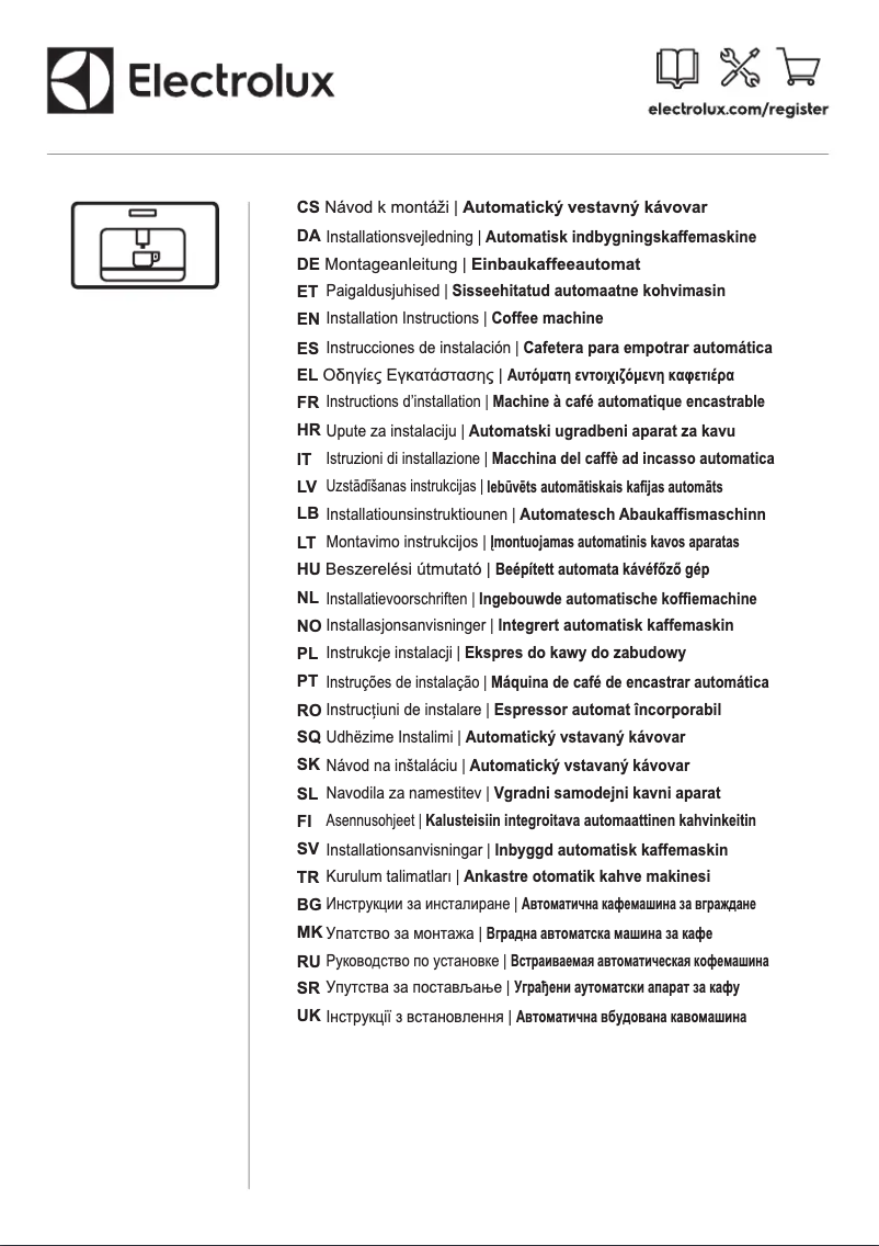 Page 1 de la notice Guide d'installation Electrolux KBC85X