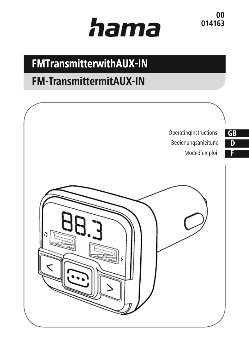 Page 1 de la notice Manuel utilisateur Hama 00014163