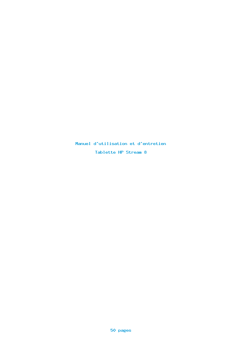 Page 1 de la notice Manuel d'utilisation et d'entretien HP Stream 8