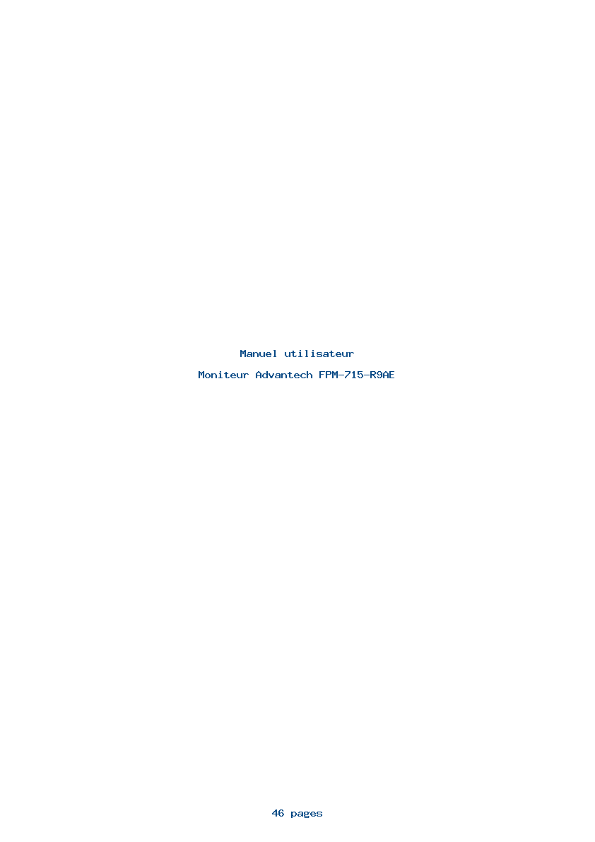 Page 1 de la notice Manuel utilisateur Advantech FPM-715-R9AE