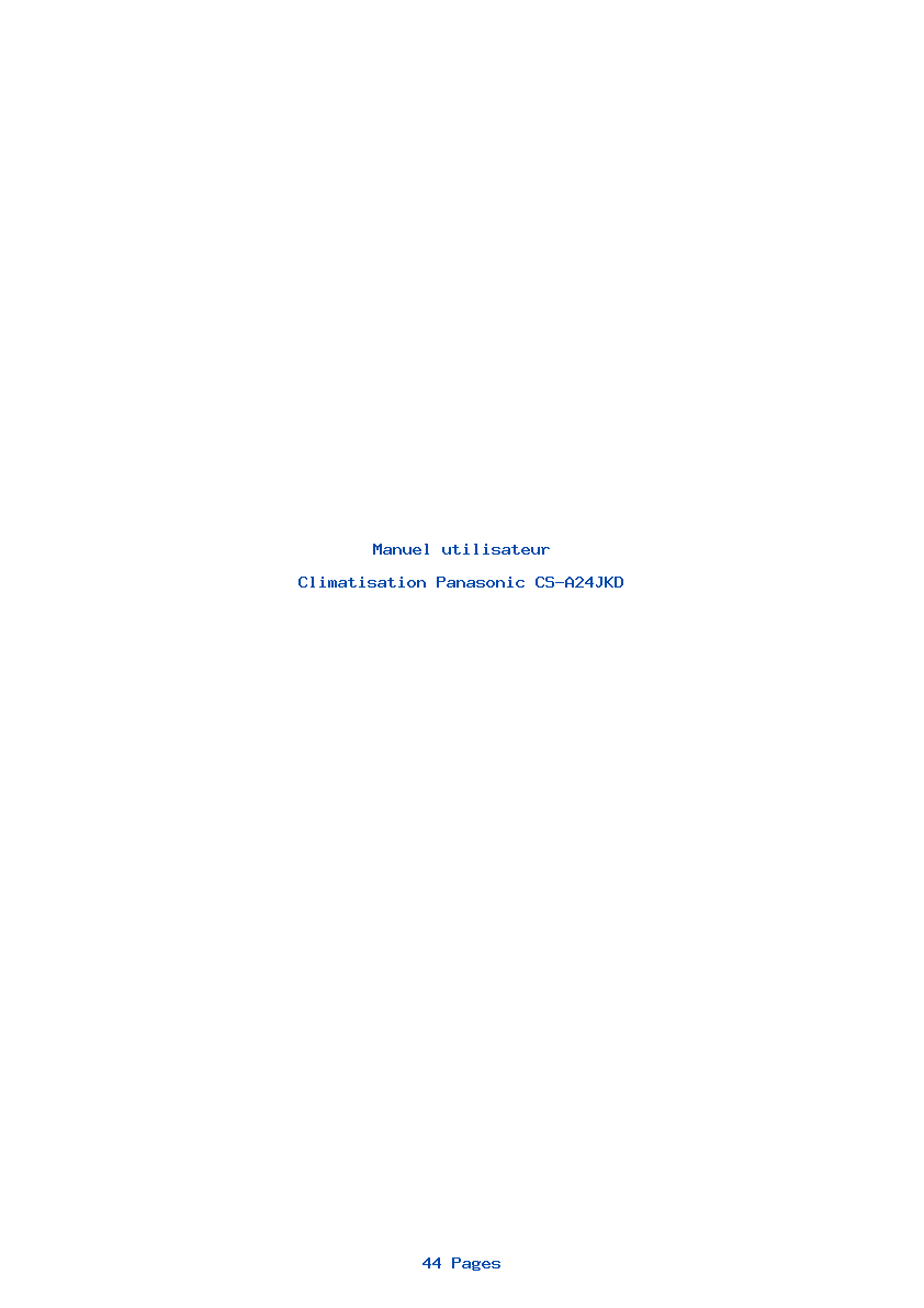 Page 1 de la notice Manuel utilisateur Panasonic CS-A24JKD
