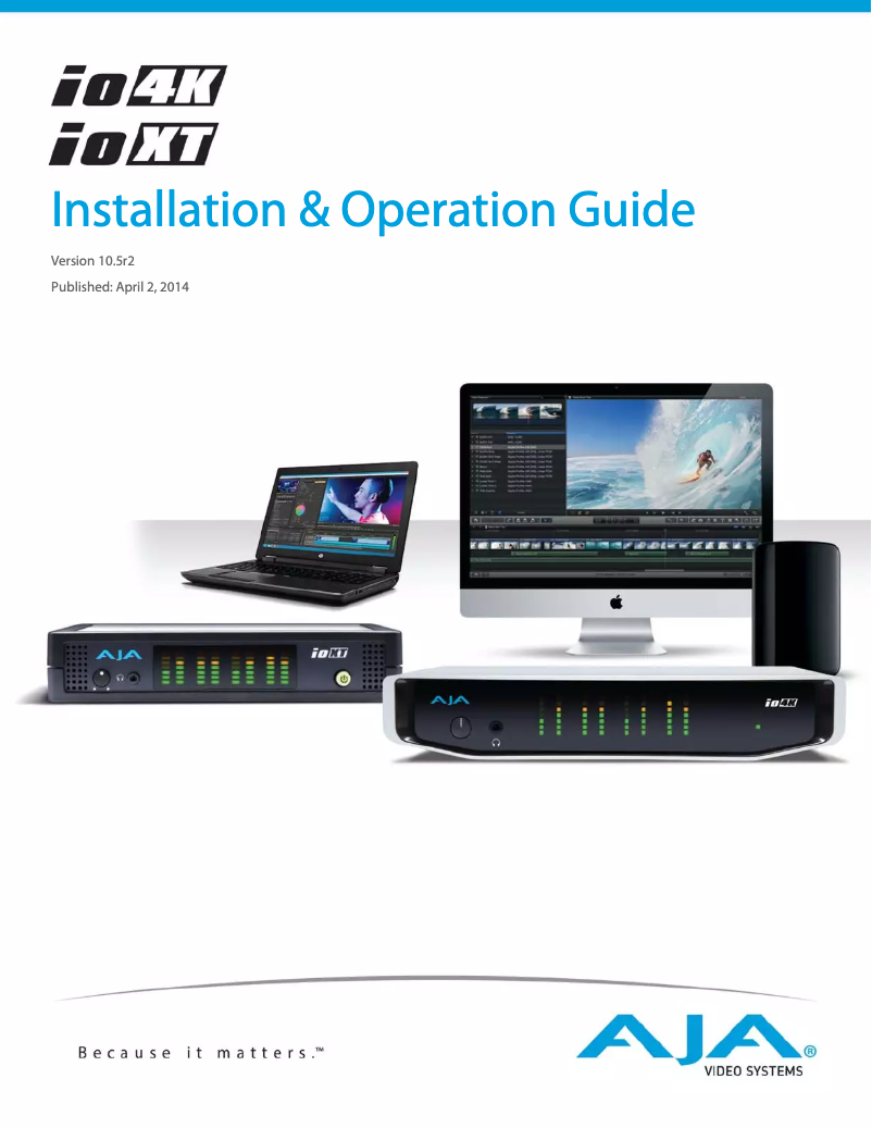 Page 1 de la notice Manuel utilisateur AJA Io 4K