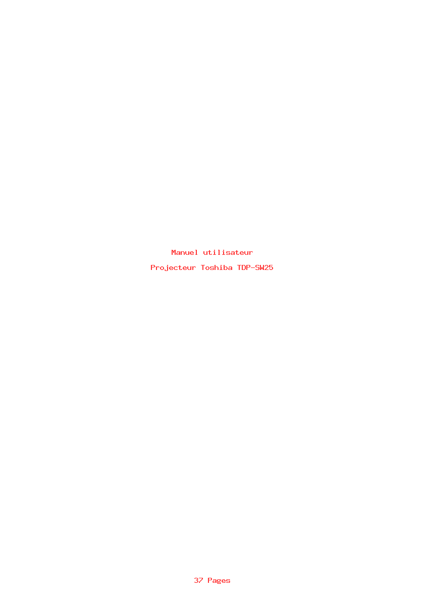 Page 1 de la notice Manuel utilisateur Toshiba TDP-SW25