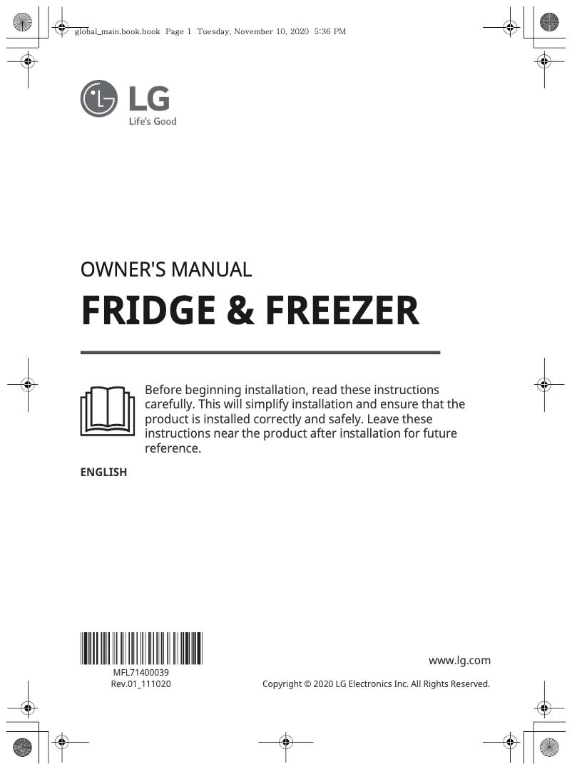Page 1 de la notice Manuel utilisateur LG GC-F459NLJZ