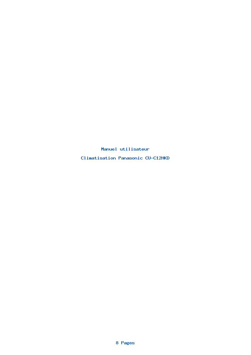 Page 1 de la notice Manuel utilisateur Panasonic CU-C12HKD
