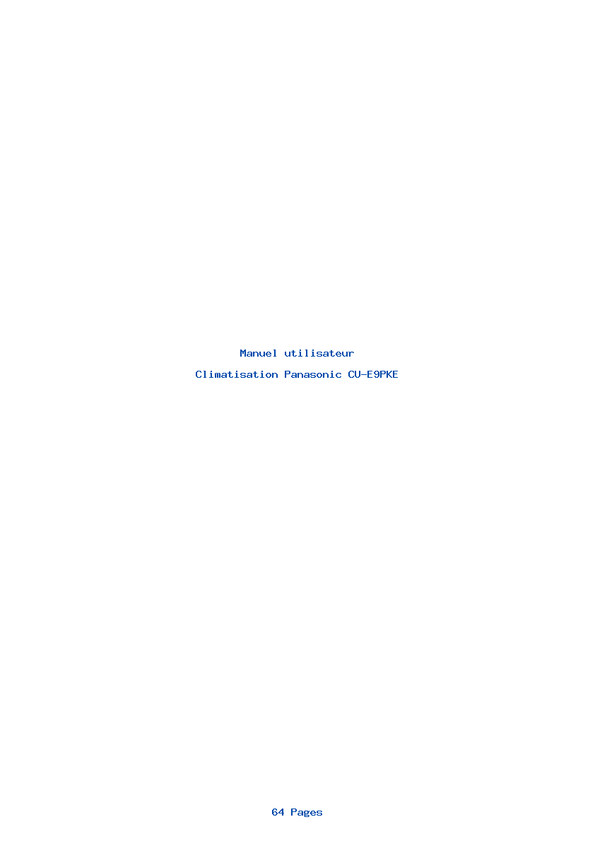 Page 1 de la notice Manuel utilisateur Panasonic CU-E9PKE