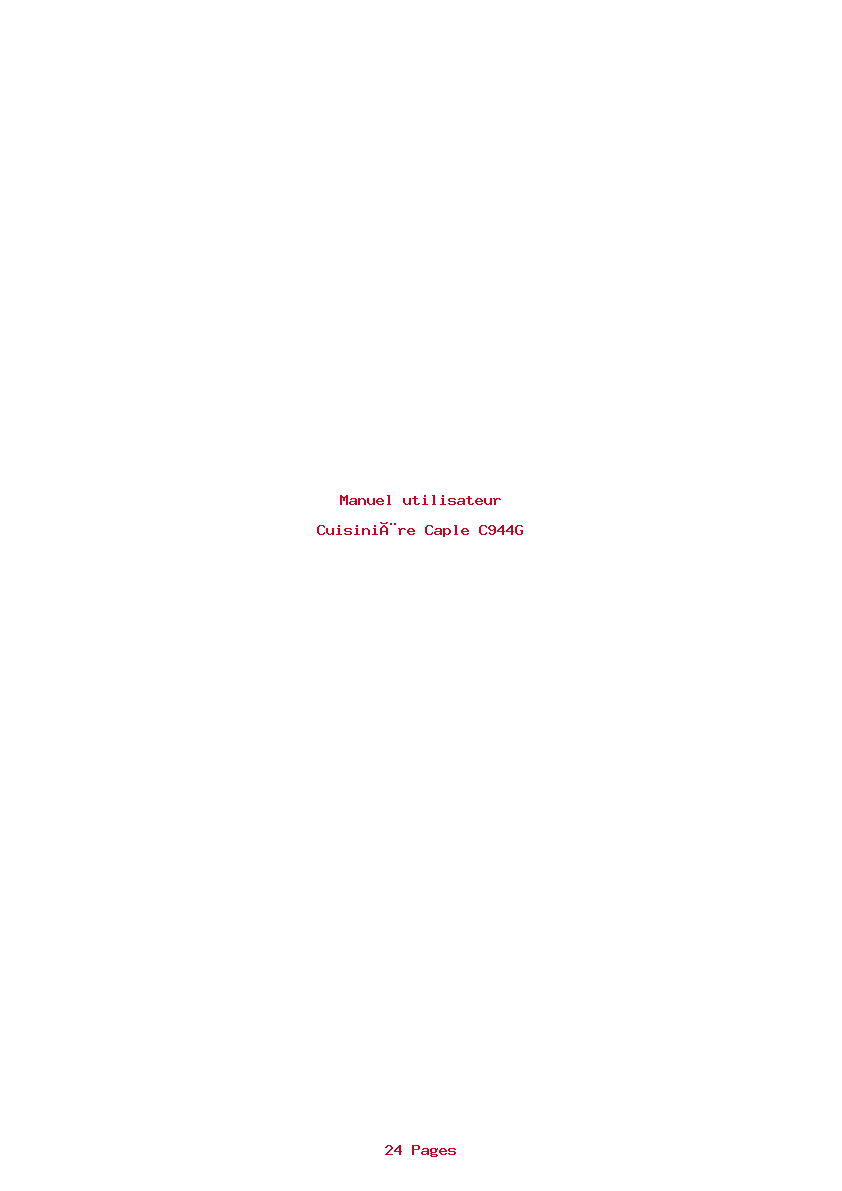 Page 1 de la notice Manuel utilisateur Caple C944G