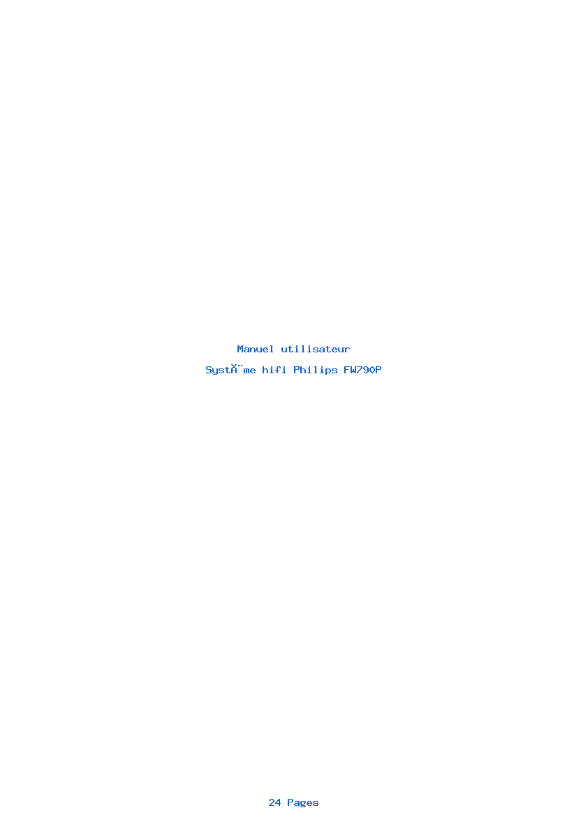 Page 1 de la notice Manuel utilisateur Philips FW790P