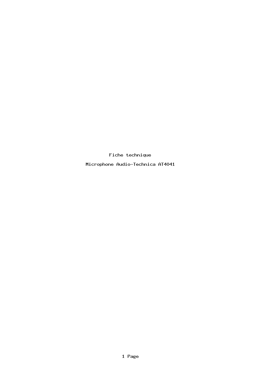Page 1 de la notice Fiche technique Audio-Technica AT4041