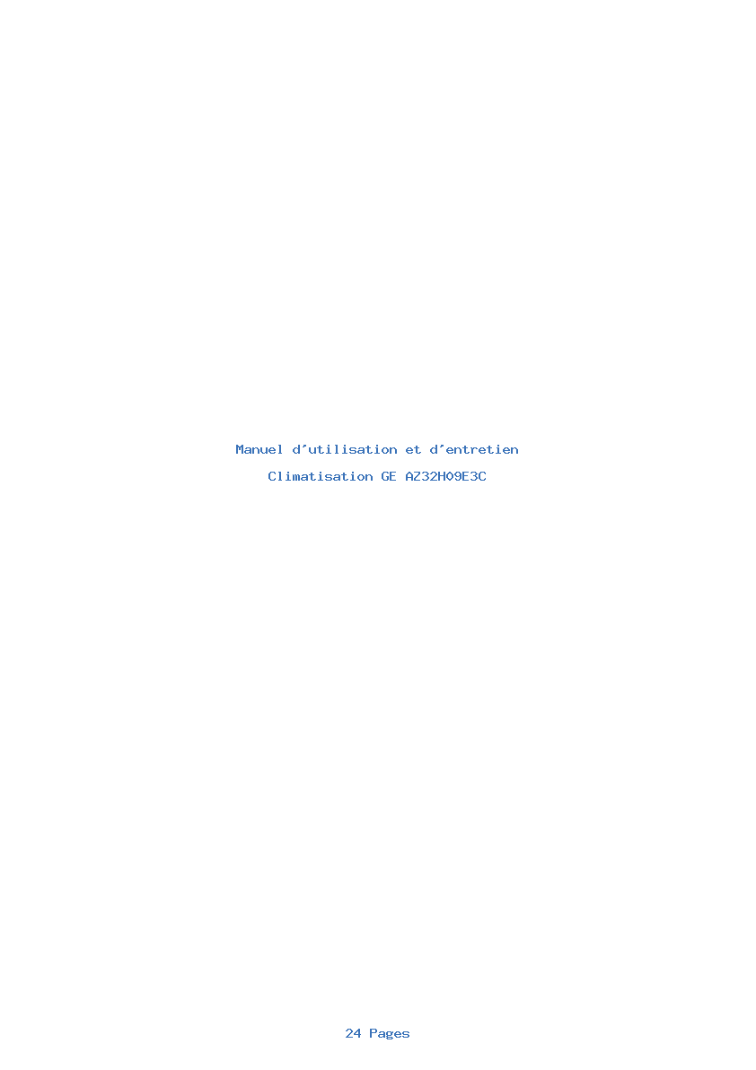 Page 1 de la notice Manuel d'utilisation et d'entretien GE AZ32H09E3C