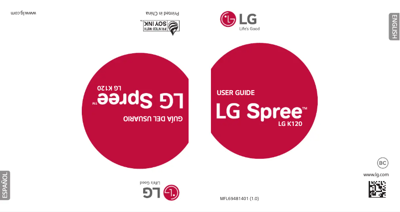 Page 1 de la notice Manuel utilisateur LG Spree