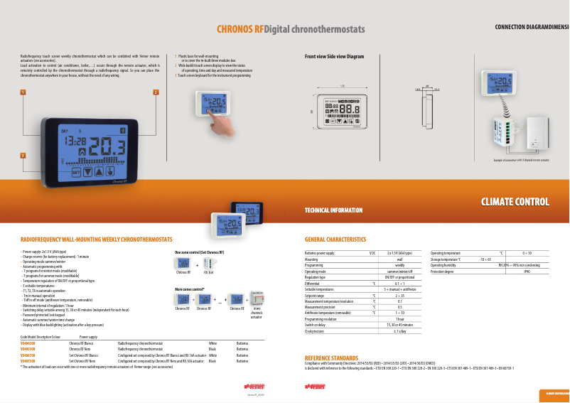 Page 1 de la notice Fiche technique Vemer Chronos RF