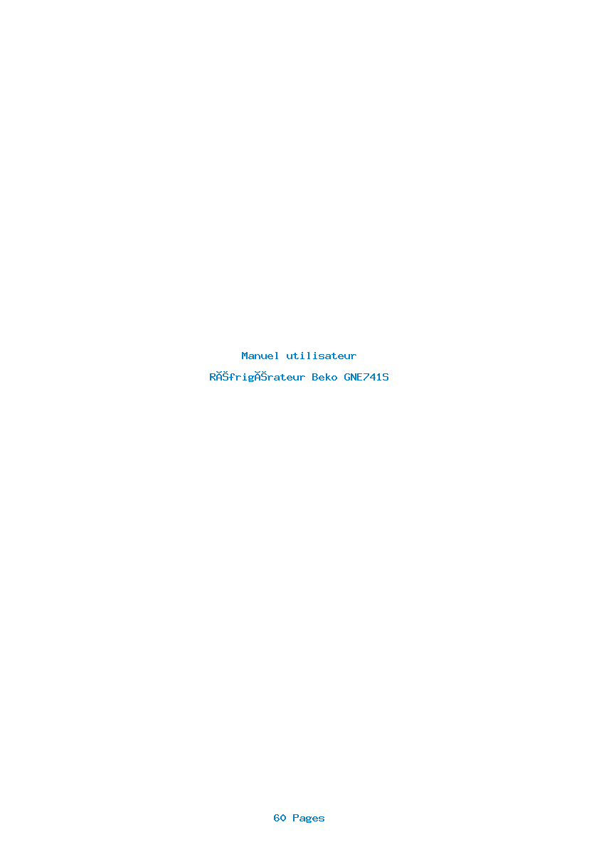 Page 1 de la notice Manuel utilisateur Beko GNE741S
