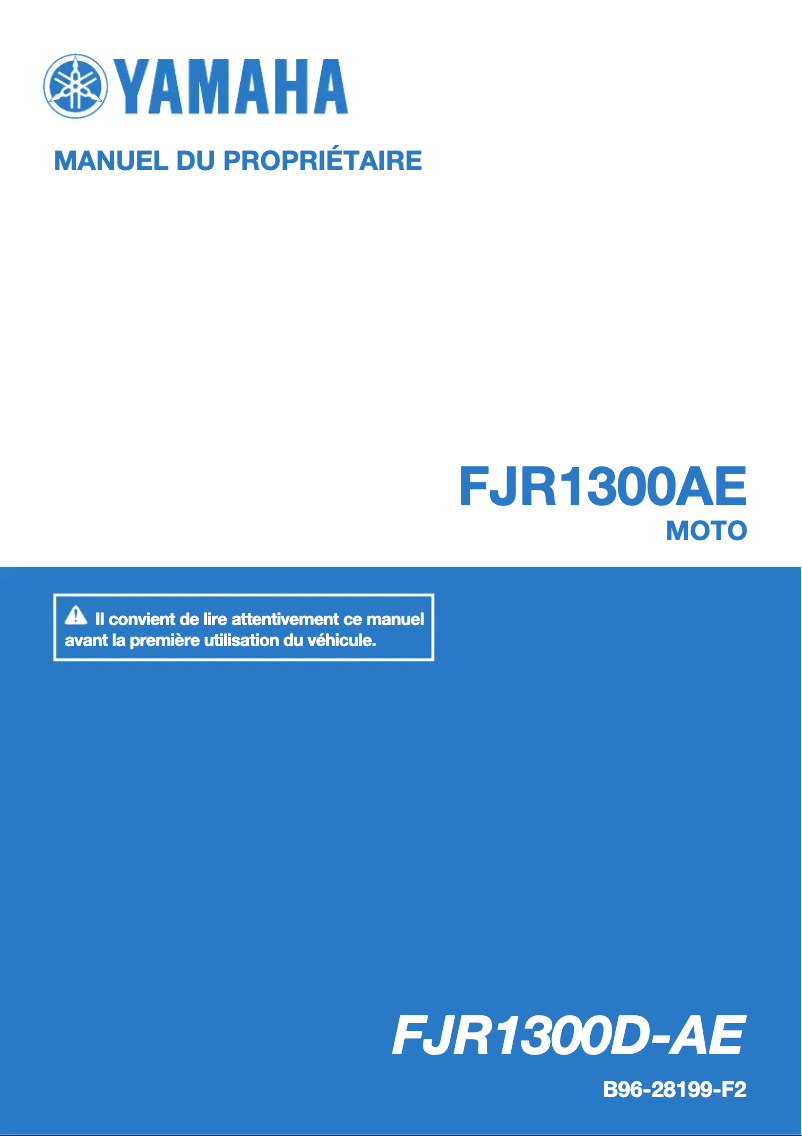 Page 1 de la notice Manuel utilisateur Yamaha FJR1300AE (2020)