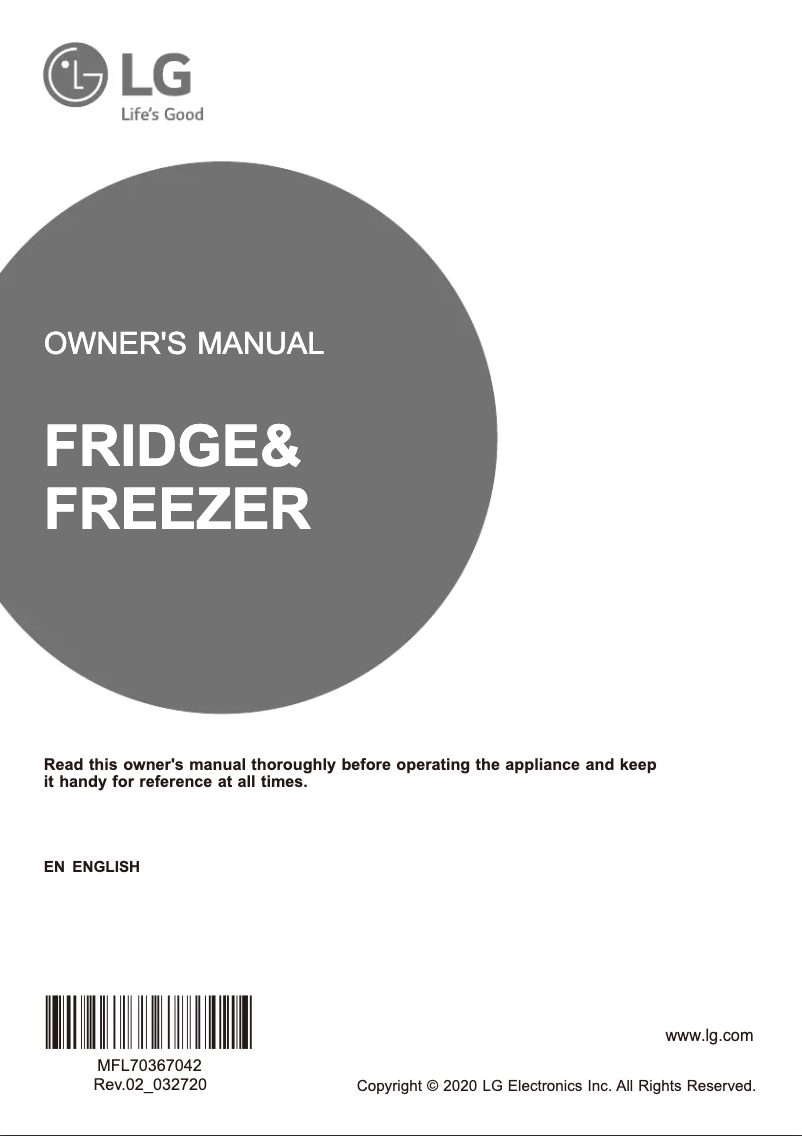 Page 1 de la notice Manuel utilisateur LG GR-H812HLHQ