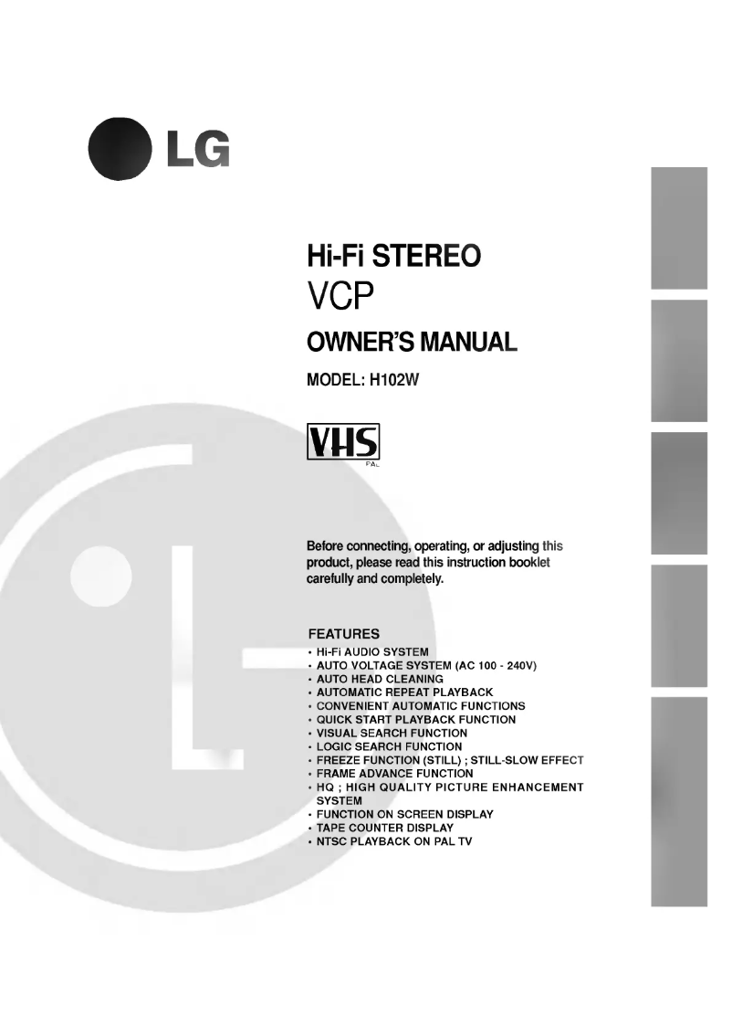 Page 1 de la notice Manuel utilisateur LG H102W