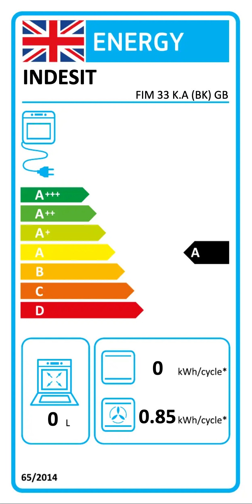 Page n°1 - Label énergétique Indesit FIM 33 K.A (BK) GB
