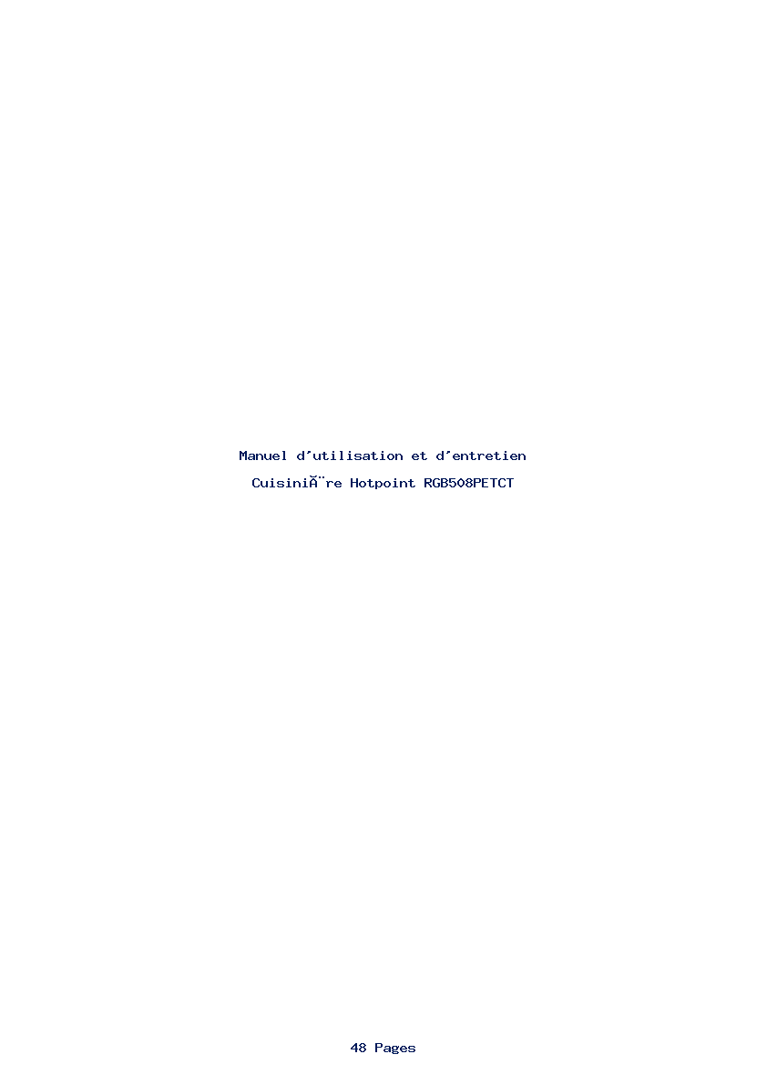 Page 1 de la notice Manuel d'utilisation et d'entretien Hotpoint RGB508PETCT
