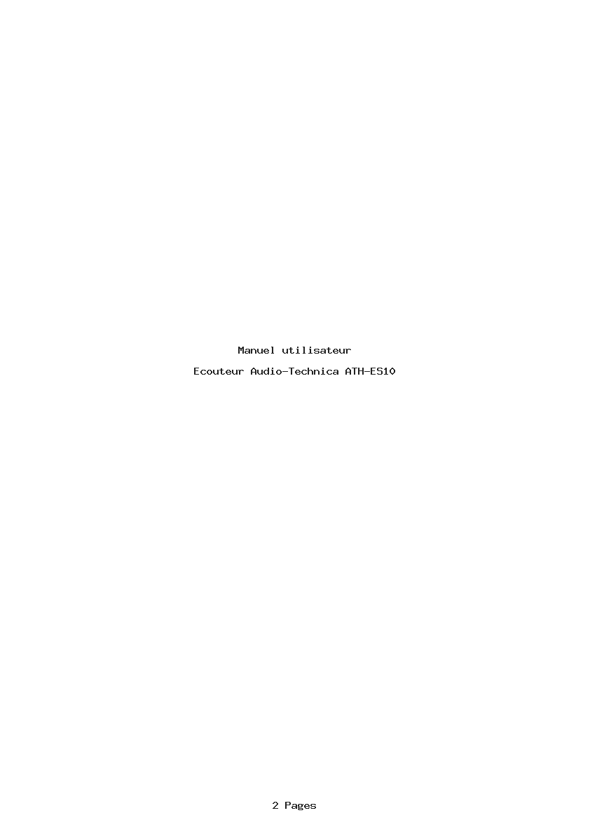 Page 1 de la notice Manuel utilisateur Audio-Technica ATH-ES10