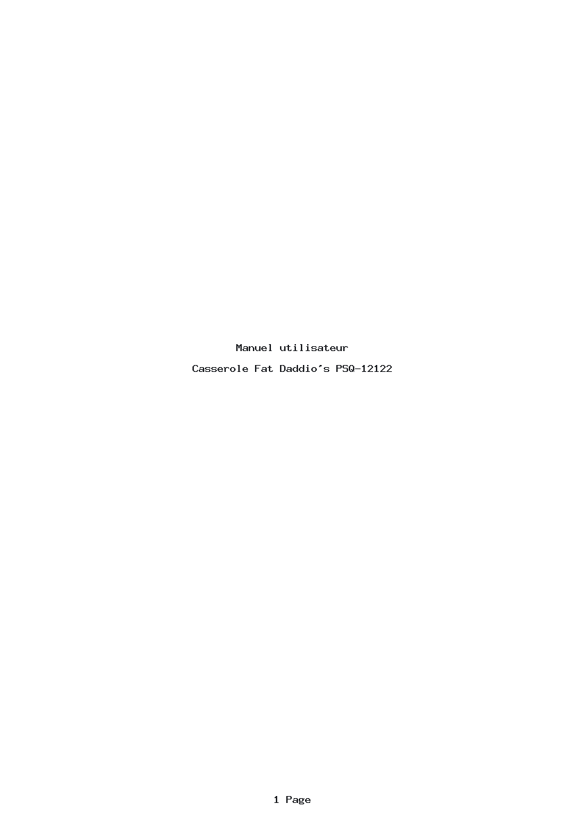 Page 1 de la notice Manuel utilisateur Fat Daddio's PSQ-12122