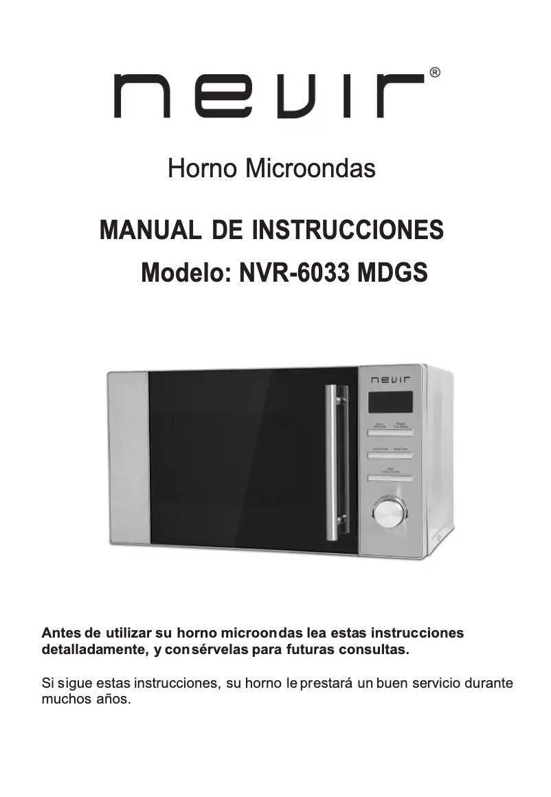 Page 1 of the manual User Manual Nevir NVR-6033 MDGS