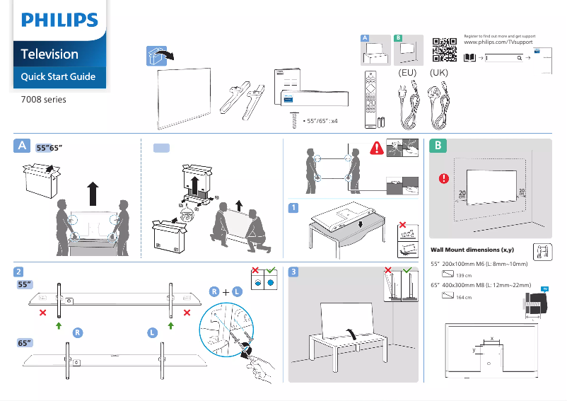Page 1 of the manual Quick Start Guide Philips 55PUS7008