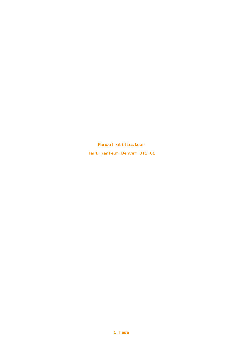 Page 1 de la notice Manuel utilisateur Denver BTS-61