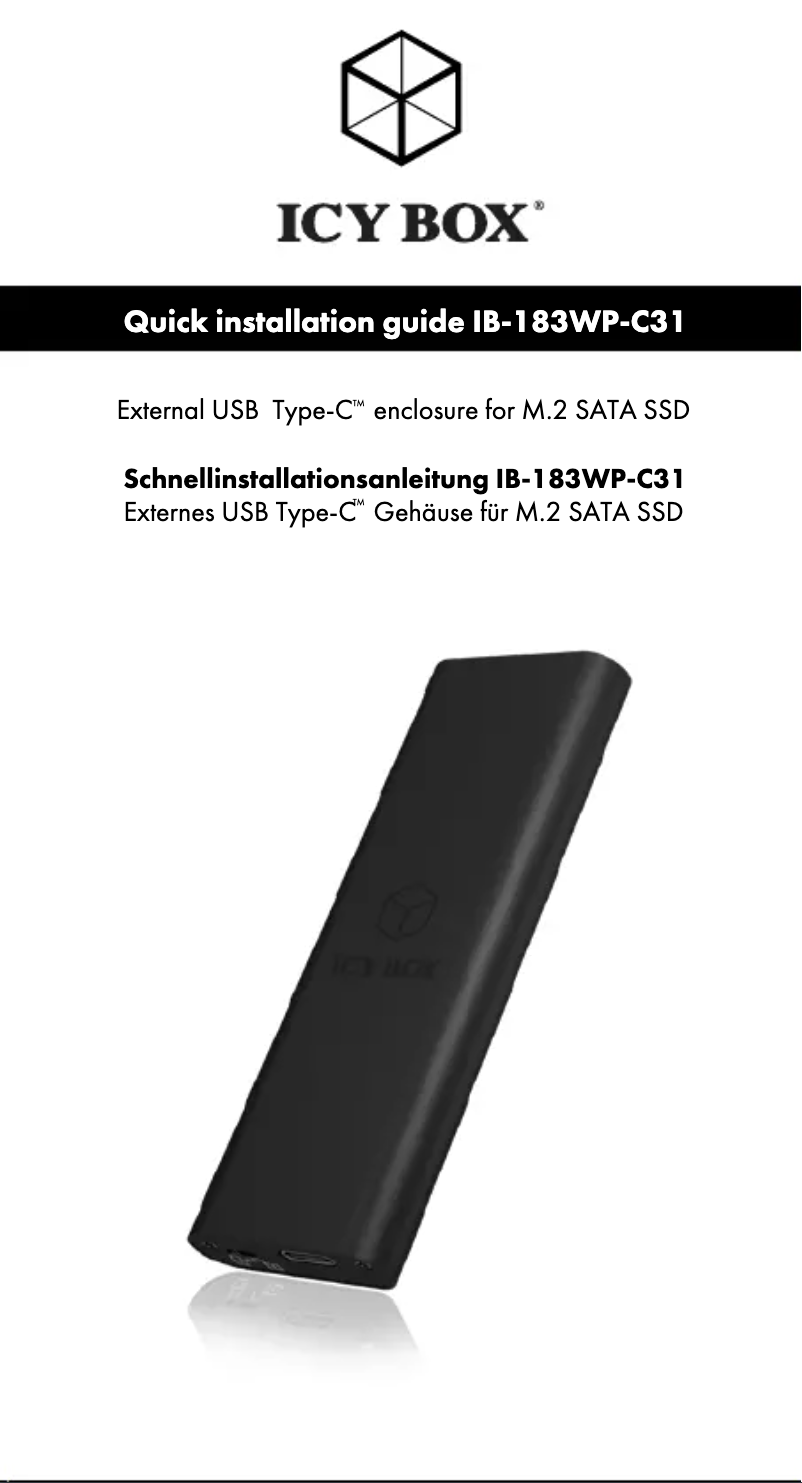 Page 1 de la notice Manuel utilisateur Icy Box IB-183WP-C31