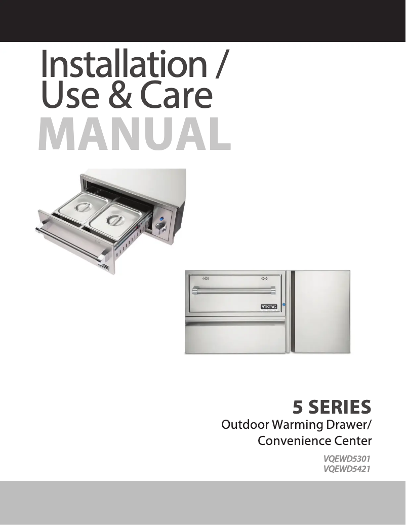 Page 1 de la notice Guide d'installation Viking VQEWD5421SS