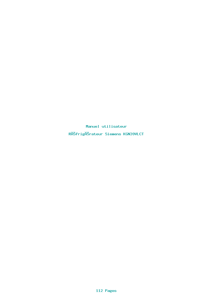 Page 1 de la notice Manuel utilisateur Siemens KGN39VLCT