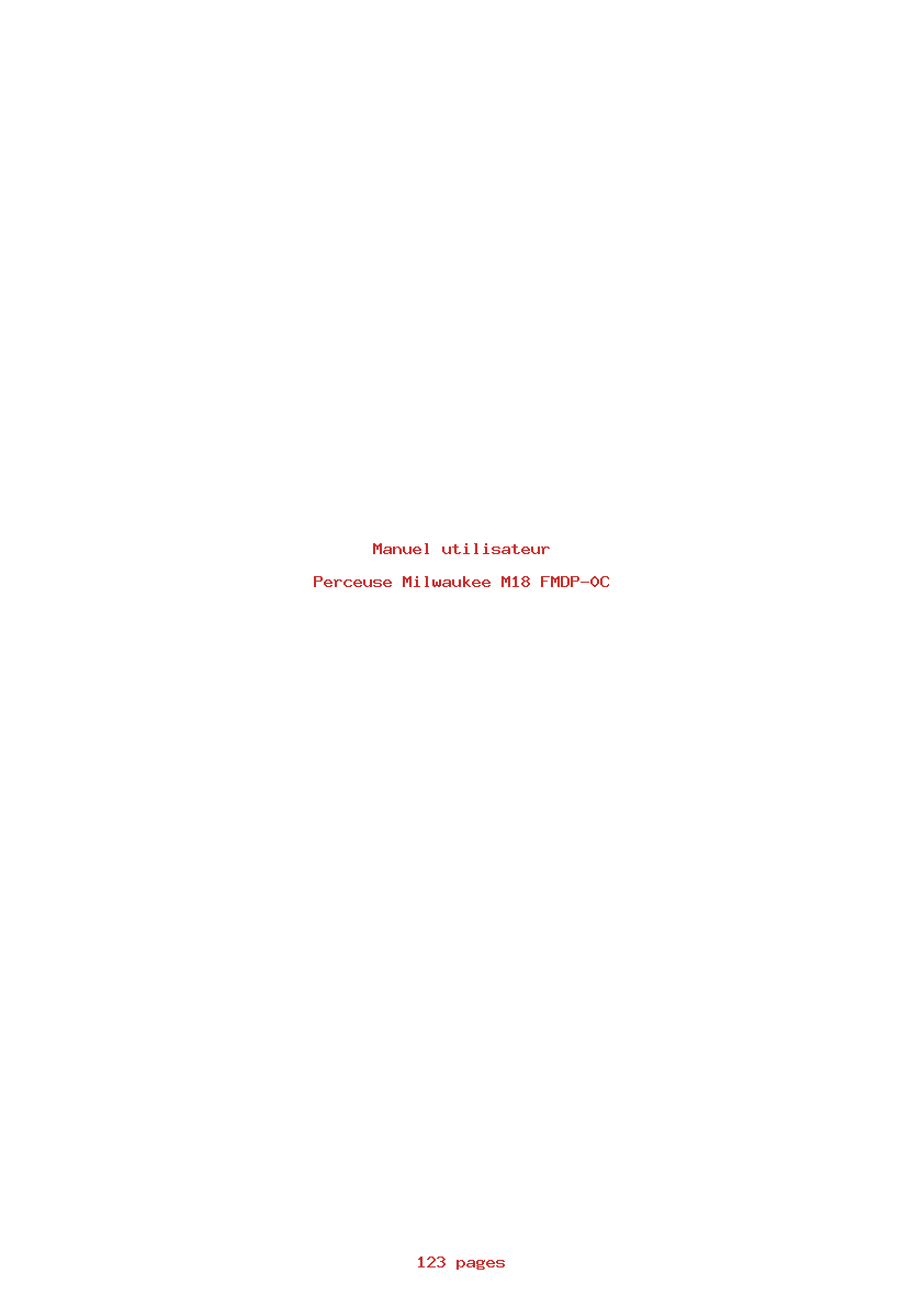 Page 1 de la notice Manuel utilisateur Milwaukee M18 FMDP-0C