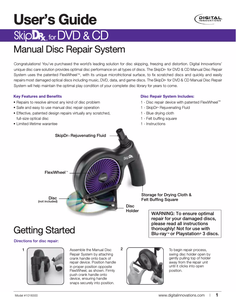 Page 1 de la notice Manuel utilisateur Digital Innovations SkipDr