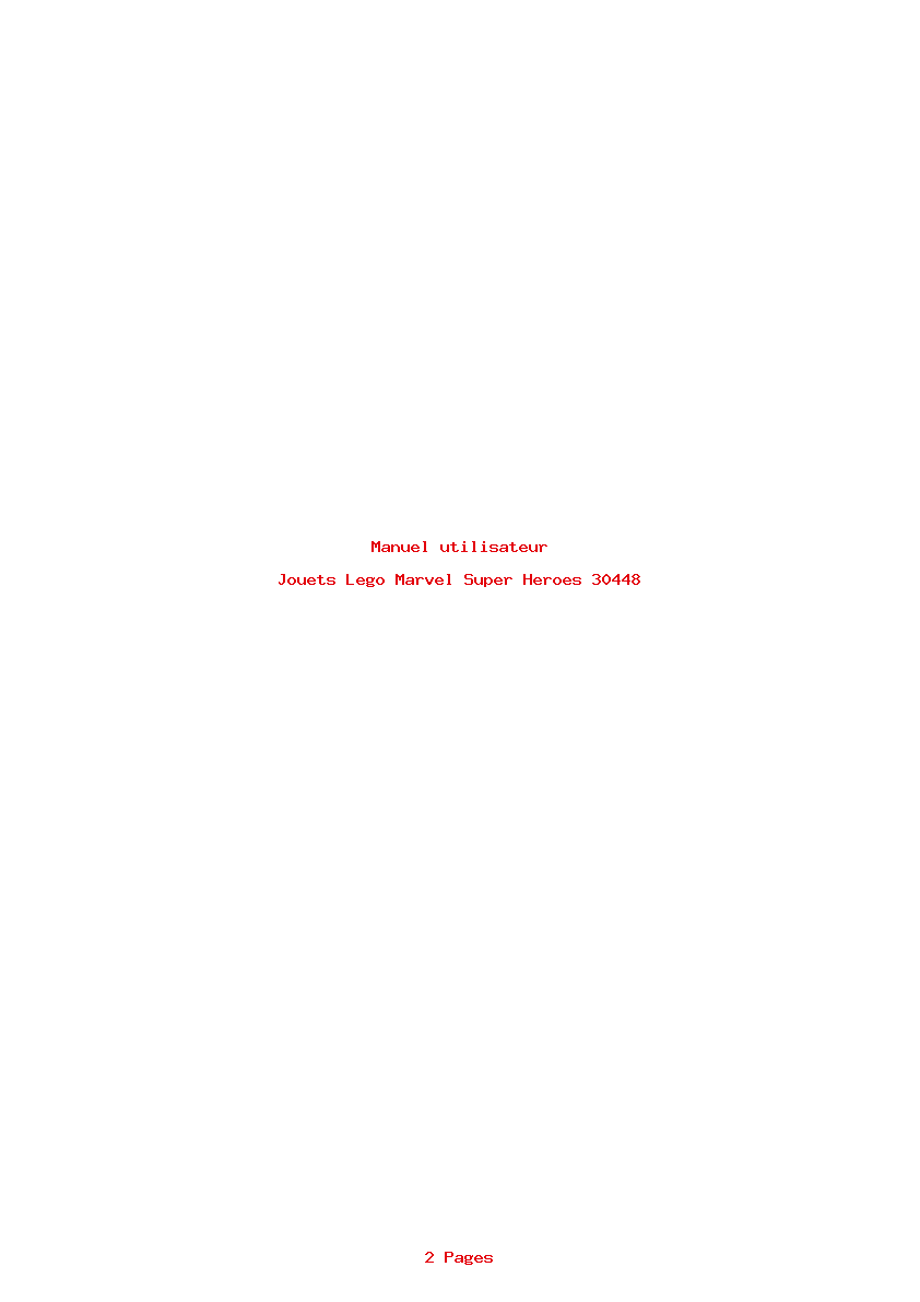 Page 1 de la notice Manuel utilisateur Lego Marvel Super Heroes 30448