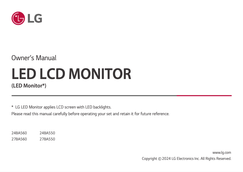Page 1 of the manual User Manual LG 27BA560