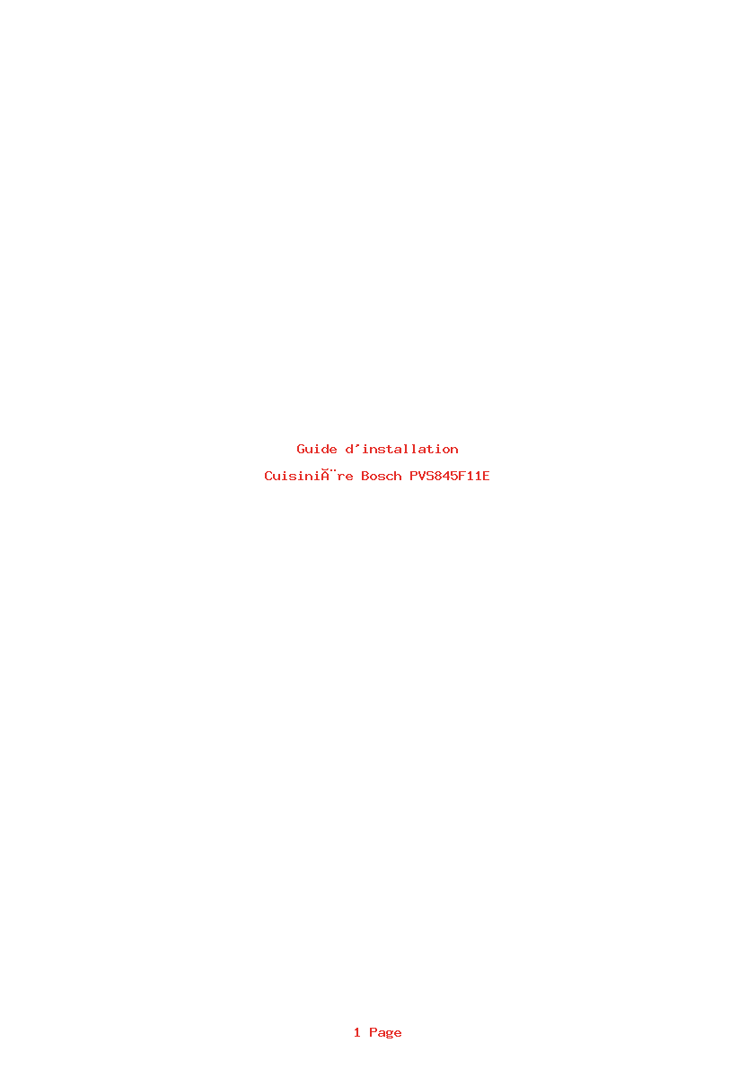 Page 1 de la notice Guide d'installation Bosch PVS845F11E