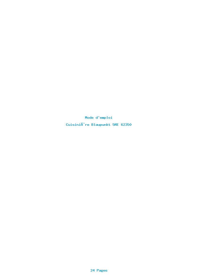 Page 1 de la notice Mode d'emploi Blaupunkt 5RE 62350