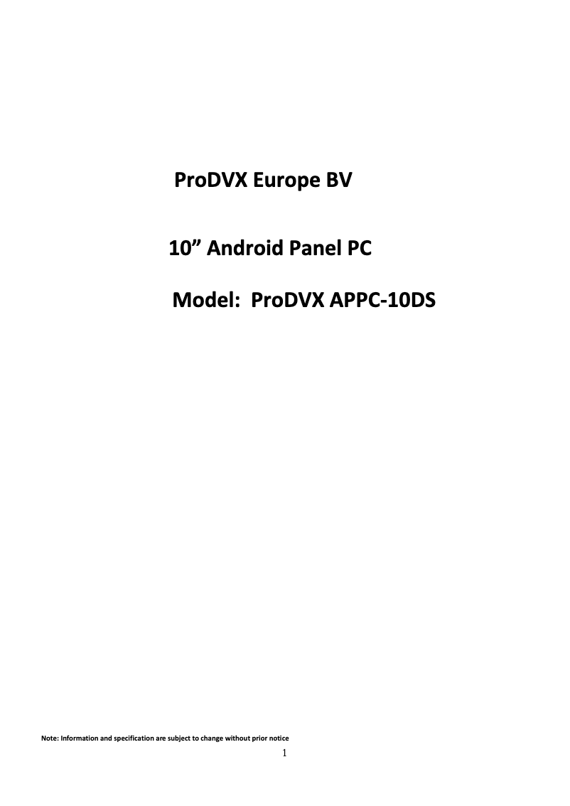 Page 1 de la notice Manuel utilisateur ProDVX APPC 10 DS