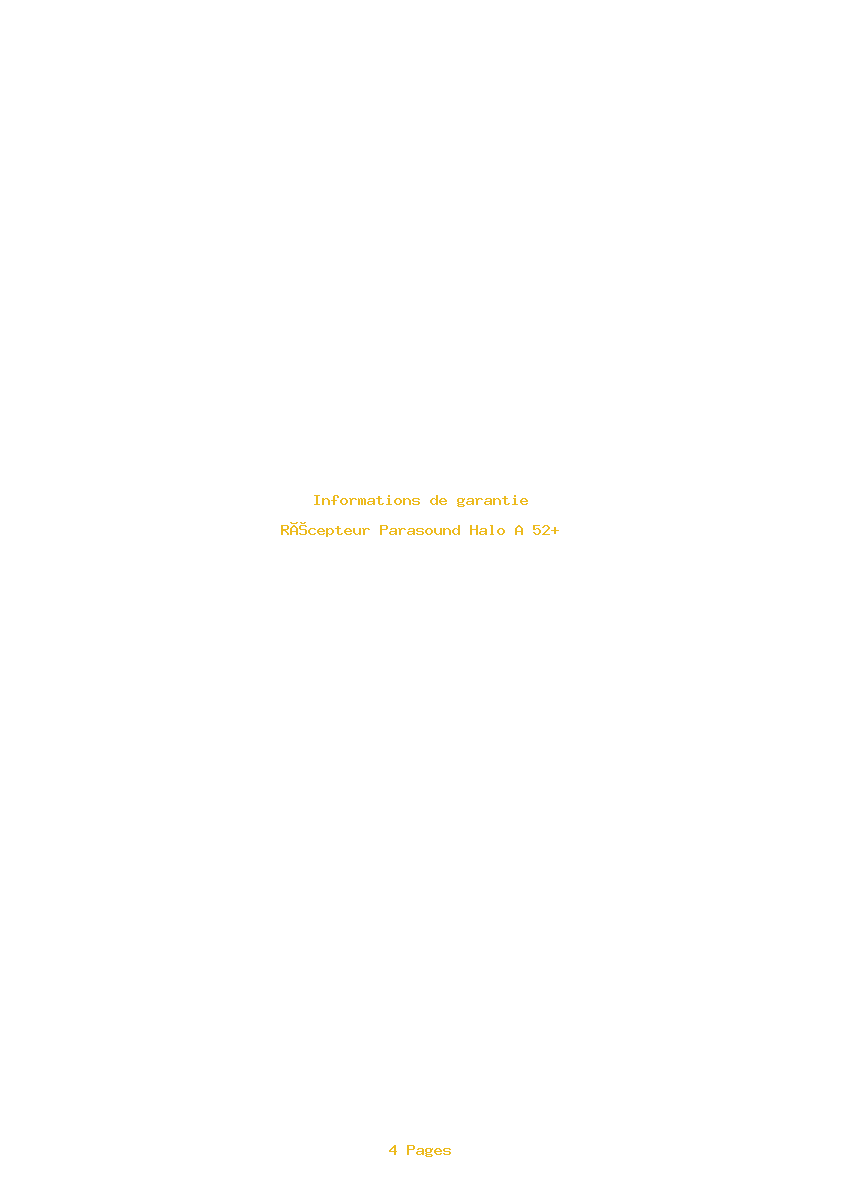 Page 1 de la notice Informations de garantie Parasound Halo A 52+