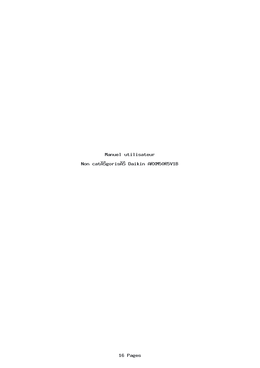 Page 1 de la notice Manuel utilisateur Daikin ARXM50R5V1B
