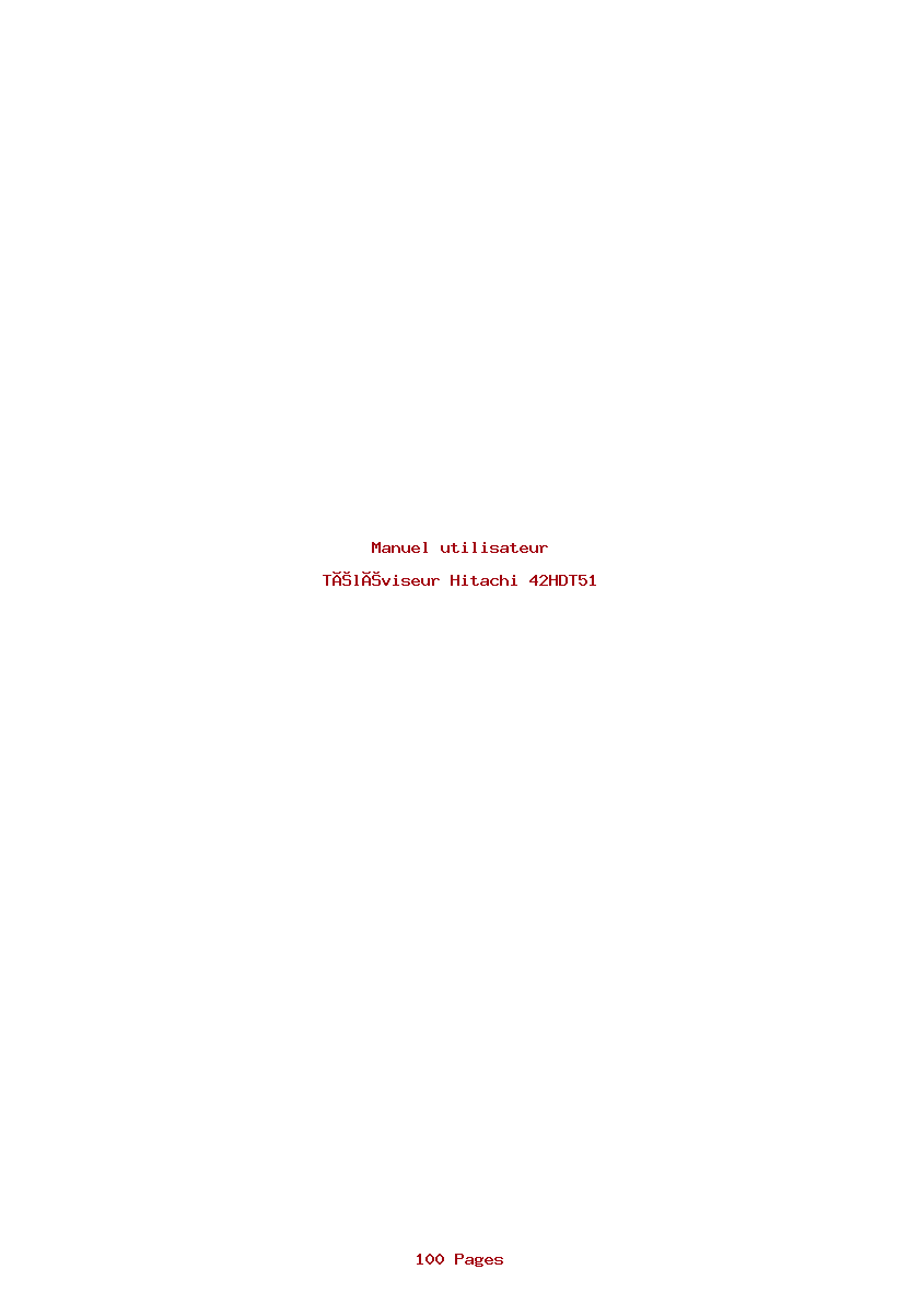 Page 1 de la notice Manuel utilisateur Hitachi 42HDT51