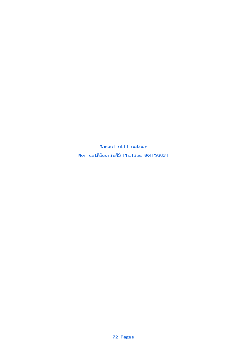 Page 1 de la notice Manuel utilisateur Philips 60PP9363H