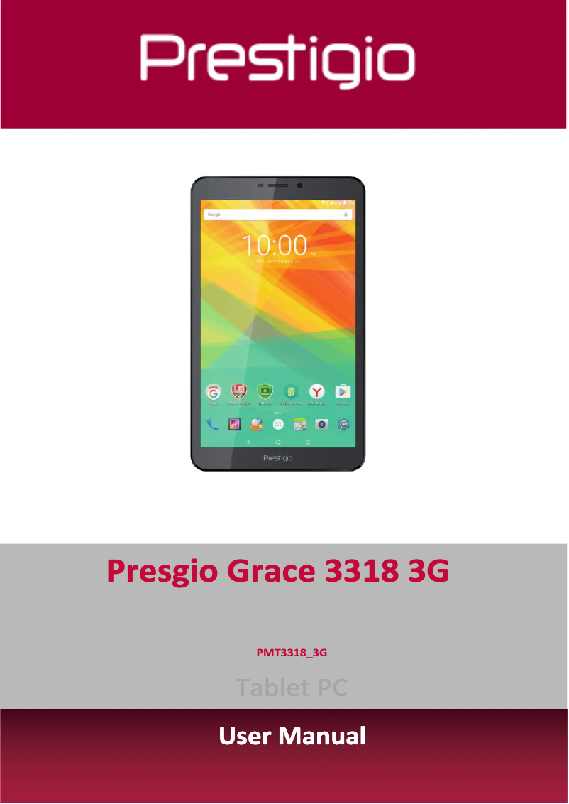 Page 1 of the manual User Manual Prestigio MultiPad Grace 3318 3G