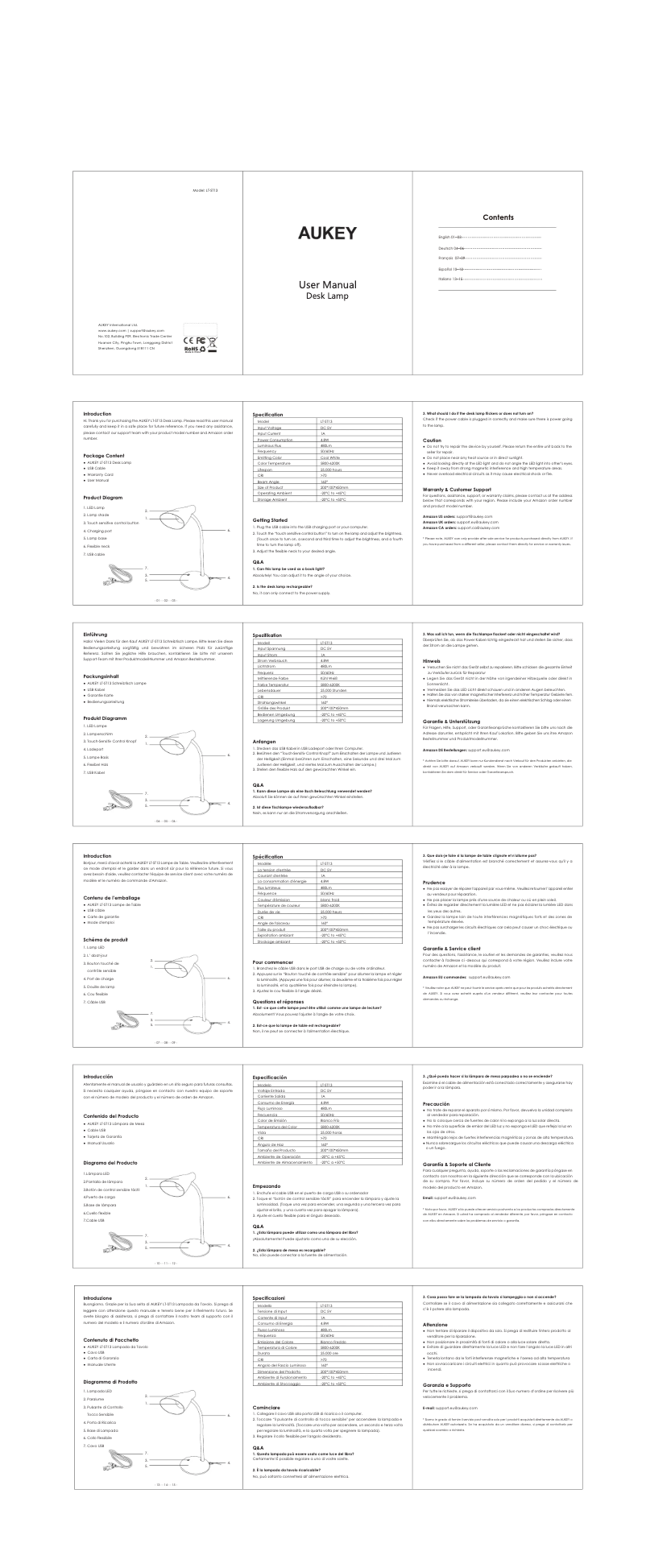 Página 1 del manual Manual de usuario Aukey LT-ST13