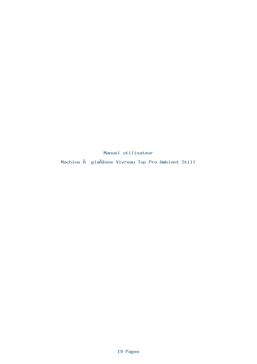 Page 1 de la notice Manuel utilisateur Vivreau Top Pro Ambient Still