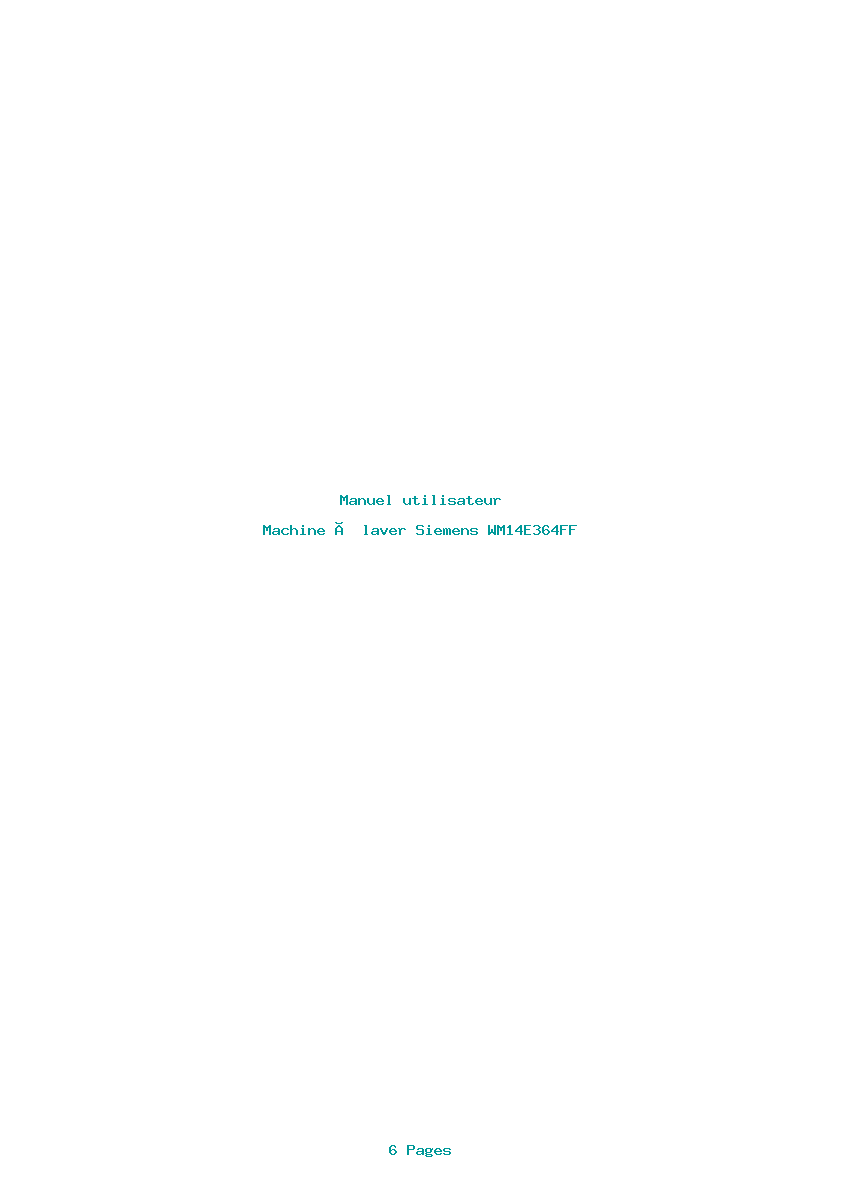 Page 1 de la notice Manuel utilisateur Siemens WM14E364FF