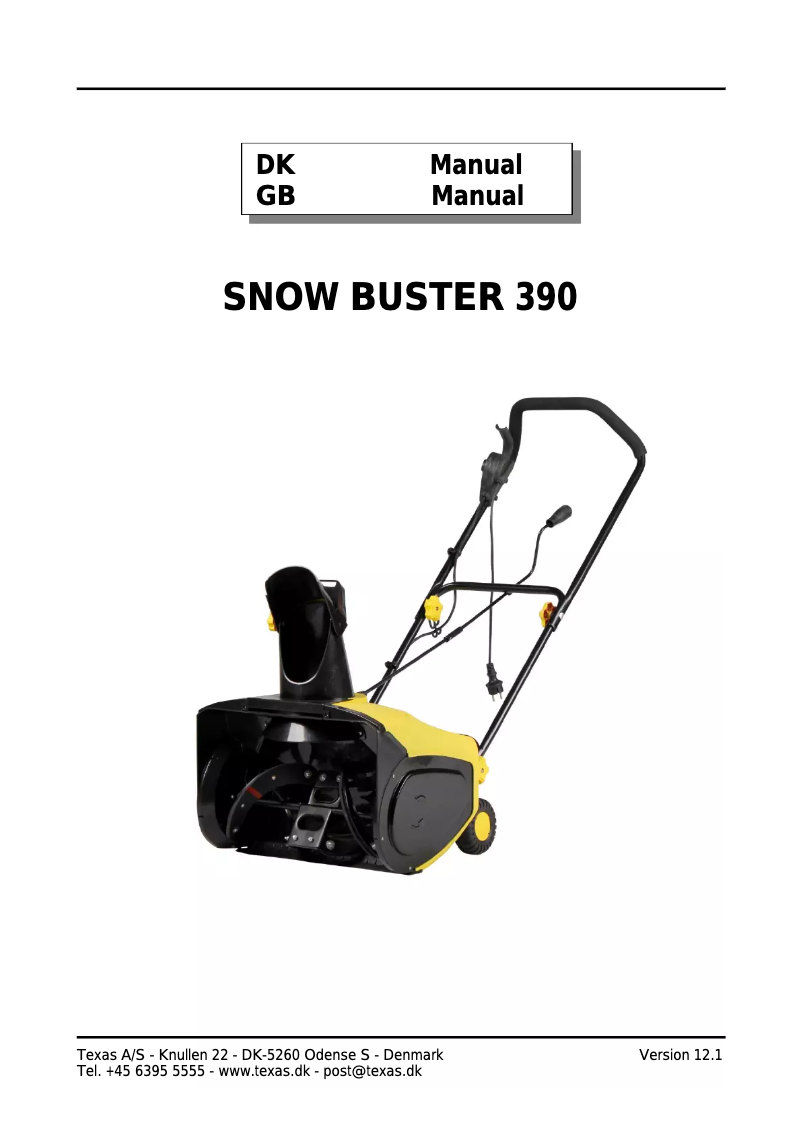 Page 1 de la notice Manuel utilisateur Texas Snow Buster 390
