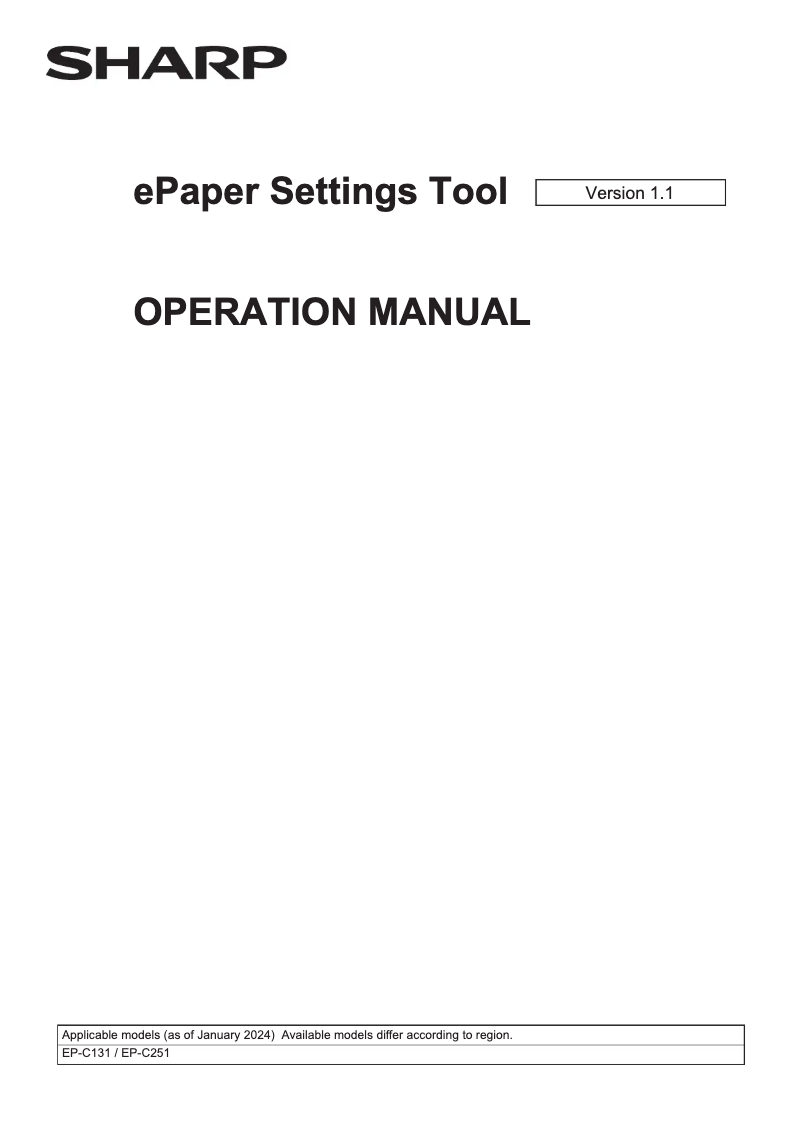 Page 1 de la notice Brochure NEC ePaper Settings Tool
